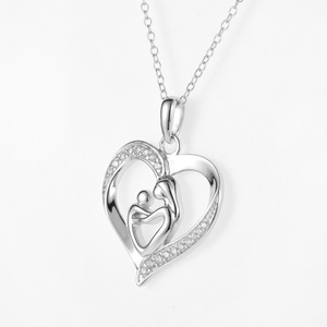 Creative 925 Sterling Silver cuore madre-bambino concentrico Micro-pavimentato zircone ciondolo clavicola <span class=keywords><strong>collana</strong></span> a catena per la festa <span class=keywords><strong>della</strong></span> <span class=keywords><strong>mamma</strong></span> regalo - Product Image 4