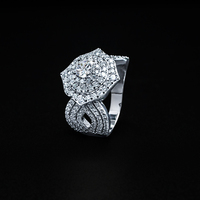 Cincin perak murni S925 baru mewah lampu cincin penuh berlian penuh moissanite retro elegan cincin wanita