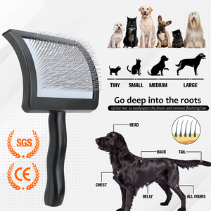 O Best-seller Beech Wood <span class=keywords><strong>Pet</strong></span> Slicker Brush com agulha fina para Cat Pin Brush Dog <span class=keywords><strong>Pet</strong></span> Grooming Steel Brush Novos produtos - Product Image 2