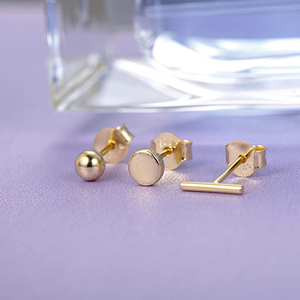 ROXI 3 Sets Aus S925 Plata de Ley Moda Ins Mini Pendientes Geométricos Brillantes Pequeños - Product Image 3