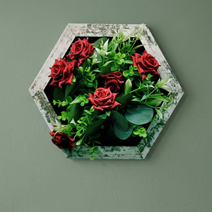 Hexagonal Wooden Artificial Flower Wall Frame 30x30 cm (AFF-Frame-4) - Product Image 3