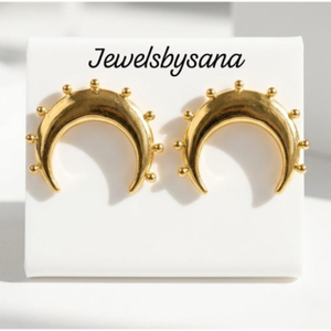 Pendientes de Bola de Luna Chapados en Oro - Pendientes de Moda con Forma de Luna para Mujeres y Niñas - Product Image 2