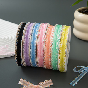 Cinta de Raso de Poliéster de Doble Cara con Forma Ondulada Clásica y Versátil de 1 cm x 20 Yardas <span class=keywords><strong>para</strong></span> Ramos de Flores, Lazos y Manualidades - Product Image 1