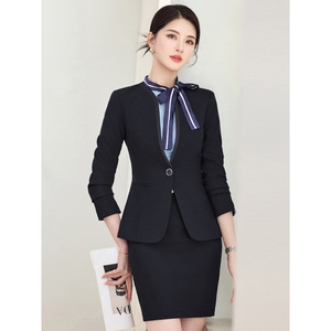 Women's Gray Suit <b>Set</b> Long Sleeve Formal <b>Blazer</b> And Trousers For Commute Anti-Wrinkle Worsted Fabric - Product Image 3