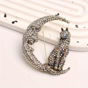 <span class=keywords><strong>Spilla</strong></span> Vintage a Forma di Luna con Strass, Elegante Accessorio per Cappotti da Donna, <span class=keywords><strong>Spilla</strong></span> per Abiti da Uomo - Product Image 2