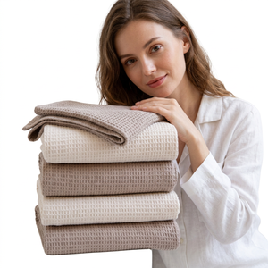 Serviettes de cuisine en coton biologique 100% à tissage gaufré, ensembles de torchons de golf, fourniture en gros personnalisée OEM ODM - Product Image 1