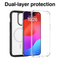Étui de téléphone portable magnétique de luxe antichoc 3-en-1 en PC et TPU pour iPhone 15/14/13/12 Pro Max Plus, compatible avec la recharge sans fil