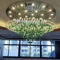 Lustre en cristal LED décoratif de luxe, art moderne, hauteur réglable, télécommande, intensité variable, pour hall d'hôtel, villa, salon