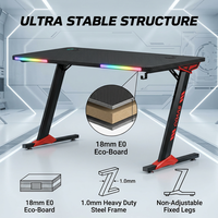 Bureau d'ordinateur ergonomique AOR, table de jeu E-sports pour hôtel, matériaux écologiques, design panneau, éclairage RGB Armor