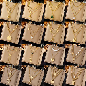 时尚防水项链无光泽长不锈钢18k镀金高端设计师女性项链 - Product Image 2