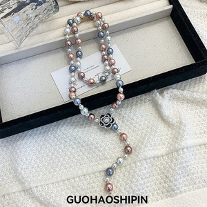 Camellia Pearl Necklace For Women Long Style Flower Pendant AAA Grade Elegant Sweater Chain Autumn Winter Wear - Product Image 5