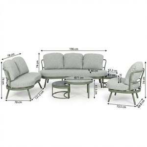 Set di Divani da Esterno Moderni <span class=keywords><strong>in</strong></span> Alluminio, 6 Pezzi, Arredamento da Patio con Telaio <span class=keywords><strong>in</strong></span> Alluminio Verniciato a Polvere - Product Image 6