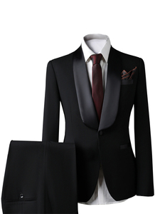 Costume classique noir à revers châle pour <span class=keywords><strong>homme</strong></span>, coupe ajustée, blazer de marié, veste de <span class=keywords><strong>soirée</strong></span> formelle, sur mesure pour bal de promo - Product Image 6