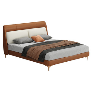 Luz de lujo Moderno apartamento cama y desayuno suave bolsa de cuero tapizado cama Color a juego cama - Product Image 6