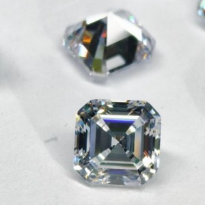 Asche Asscher Cut Cubic Zirconia Gemstone White Square For Jewelry Making - Product Image 1