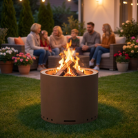 En promotion : Brasero de jardin double couche facile à déplacer, sans fumée, avec couvercle en maille