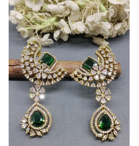 Fashionable <b>Gold</b> Plated Floral Teardrop CZ <b>Earrings</b> Sparkling American Diamond <b>Dangle</b> <b>Earrings</b> for Women Wedding Bridal - Product Image 6