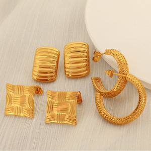 Geometric <b>Huggie</b> Earrings Zinc Alloy Women's Fashion Earring Set EH375 7 - Product Image 1
