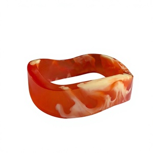 Newly Quality Classic Resin Bangle <b>Bracelet</b> Red Marbled Pattern Design Unisex Fashion Jewelry Acrylic Lucite Material for Woman - Product Image 1
