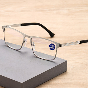 Anti-Blue Light Silver Transparent Lenses <strong>Reading</strong> <strong>Glasses</strong> for Men Middle-Aged &amp; Elderly Square Face 100-350 DPM OEM BL59 - Product Image 1