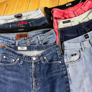 Venta al por mayor de jeans de mezclilla de algodón para mujer con pedrería de estrella, de tiro alto, corte recto, holgados, casuales, con bolsillos, suaves, lote a granel, mezcla aleatoria - Product Image 5