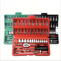 Juego de llaves de trinquete de 46 piezas con vaso de 1/2 pulgada, juego de puntas métricas, barra de extensión, herramientas manuales, estuche rígido, OEM, para reparación de automóviles y jardinería