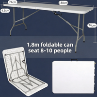 Table pliante en plastique moulé par soufflage de 1,80 m, moderne, simple, empilable, imperméable, portable, pour l'extérieur, pour conférences