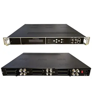 Profesional penerima DVB Headend 12 DVB S2 T2 Tuner dengan CAM kartu CI Slot ke IP TV Gateway