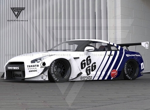 Kit corpo largo FRP in fibra di vetro stile Rocket Bunny per <span class=keywords><strong>Nissan</strong></span> <span class=keywords><strong>GTR</strong></span> R35 2008-2016 - Product Image 3