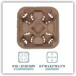 Support à gobelets personnalisé en carton kraft BWK4CUPCARRIER pour gobelets de 8 à 32 oz (300/carton) - Product Image 6