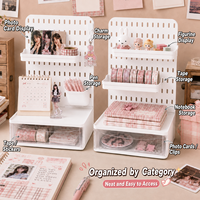 Organisateur de tiroir pour bureau avec panneau perforé, étagère de rangement verticale pour panneau perforé, boîte de rangement surélevée sans perçage pour dortoir et bureau