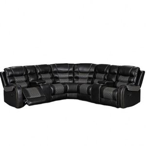 Juego de Sofás Seccionales Reclinables de Cuero Sintético Transpirable de 7 Plazas Frank Furniture |   Muebles Modernos de Lujo para Sala de Estar - Product Image 5