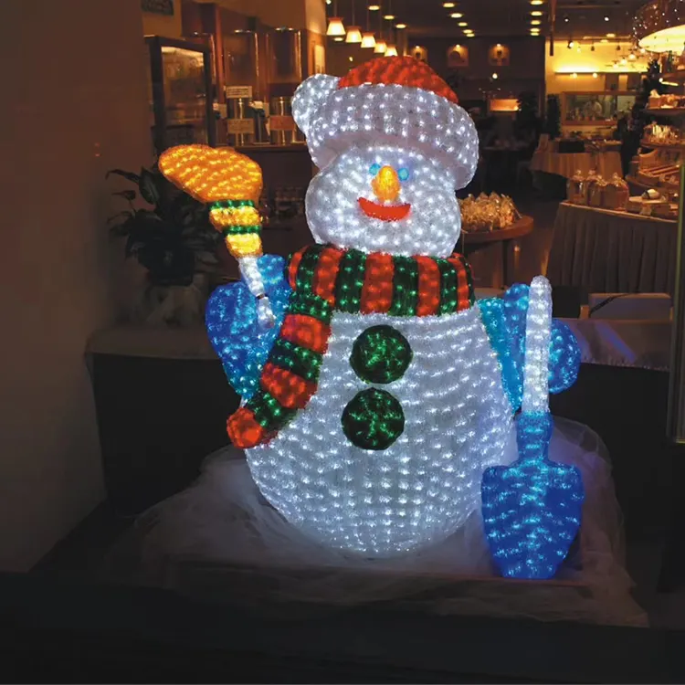 Custom Christmas decoration motif light skating dancing and singing snowman for sale