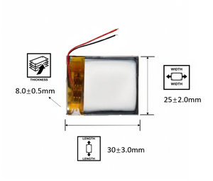 802530-<span class=keywords><strong>2</strong></span> polimer lityum pil 600mAh 3.7V 802530 <span class=keywords><strong>2</strong></span> teller yedek pil yüksek kapasiteli şarj edilebilir pil - Product Image 2