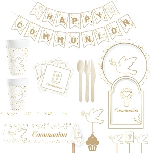Vaisselle de fête pour la première communion DAMAI, pigeons, croix, anniversaire, baby shower, fournitures de fête, gobelets en papier, assiettes, ensemble de communion - Product Image 4