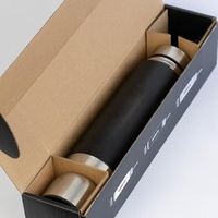 Ensemble cadeau Yerba Mate, bouteille d'eau isolée en acier inoxydable avec paille en métal, noir mat, 500 ml/17 oz