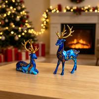 Ensemble de figurines de rennes en plastique, statue de cerf de Noël, sculpture animale pour la décoration de salon et de maison