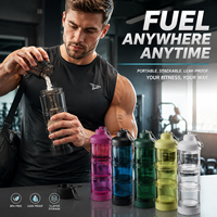 Contenedor Portátil de 3 Capas para Proteína en Polvo con Embudo, Llavero y Mosquetón, Libre de BPA, Caja para Suplementos, Logotipo Personalizado, Venta al por Mayor para Gimnasios