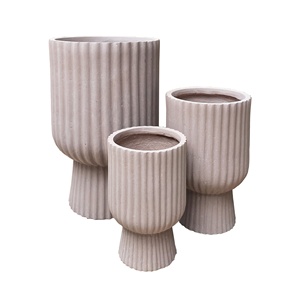 Pots en béton renforcé de <span class=keywords><strong>fibre</strong></span> de verre de couleur rouge brunâtre, revêtus d'époxy, décoratifs pour jardin extérieur, durables, pour plantes et fleurs - Product Image 2