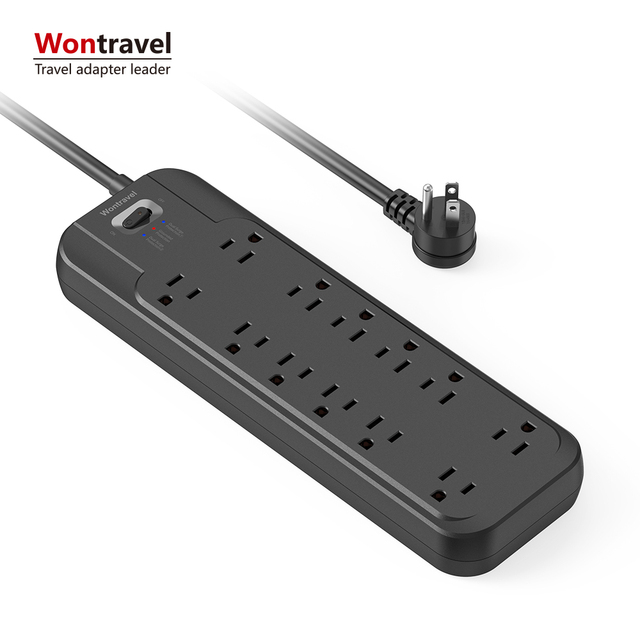 Wontravel Universal Extension Socket Dual Surge protection Long Cord Ac Outlet Power Strip