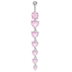 Piercing de nombril élégant en acier inoxydable pour femme, avec pendentif cœur long, idéal pour les mariages et comme cadeau de bijoux de piercing corporel - Product Image 5
