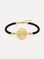 Bracelet en cordon tressé personnalisé avec carte de deux maisons, en acier inoxydable chirurgical plaqué or 18 carats, cadeau pour relation à distance