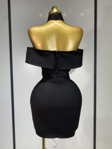 <span class=keywords><strong>Vestido</strong></span> <span class=keywords><strong>de</strong></span> <span class=keywords><strong>Fiesta</strong></span> Elegante <span class=keywords><strong>para</strong></span> <span class=keywords><strong>Mujer</strong></span>, Sexy, con Hombros Descubiertos, <span class=keywords><strong>Blanco</strong></span> con Flores, Negro, Mini, Ajustado, con Vendaje, <span class=keywords><strong>de</strong></span> Lujo, <span class=keywords><strong>para</strong></span> Celebridades, Noche, Club - Product Image 4