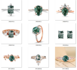 Wholesale 925 Sterling Silver Plated Rose Gold <b>Dainty</b> Natural Green Moss Agate <b>Ring</b> - Product Image 4