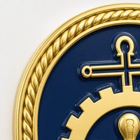 Pièce de défi personnalisée en métal antique émaillé dur, avec bordure en corde torsadée, emblème d'électricien mécanicien, souvenir maritime