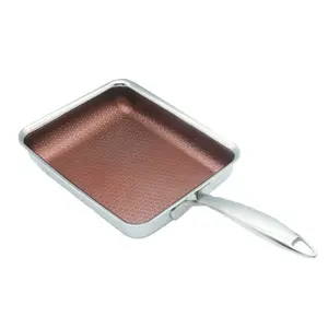 Hot Sale Manufacturer Square Hybrid Frying Pan Eco-friendly Stainless Steel japanese Omelet Frying Pans Non Stick Egg Frying Pan