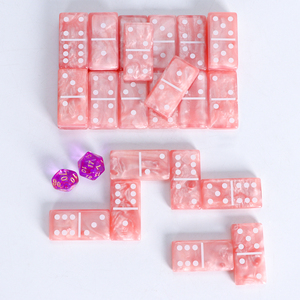 Dominos en résine rose double six 28 pièces, écologiques, avec logo personnalisé imprimé, jeu de société de loisirs pour club, famille, adultes et enfants, usage quotidien - Product Image 6