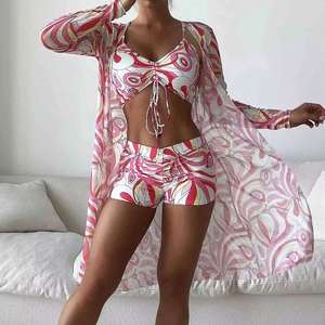 Summer Print Swimsuits <b>Tankini</b> Sets Beach Wear Three-Piece Bathing Suits - Product Image 1