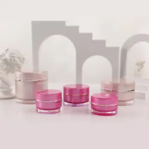 Kosmetik Plastik Pink Oem Kaleng Wadah Bibir Toples Plastik Bubuk Longgar untuk Kosmetik