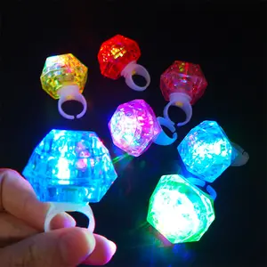 Logo Customized Novelty Diamond Glow Color Changing Rings For Concert Props Children's Toys